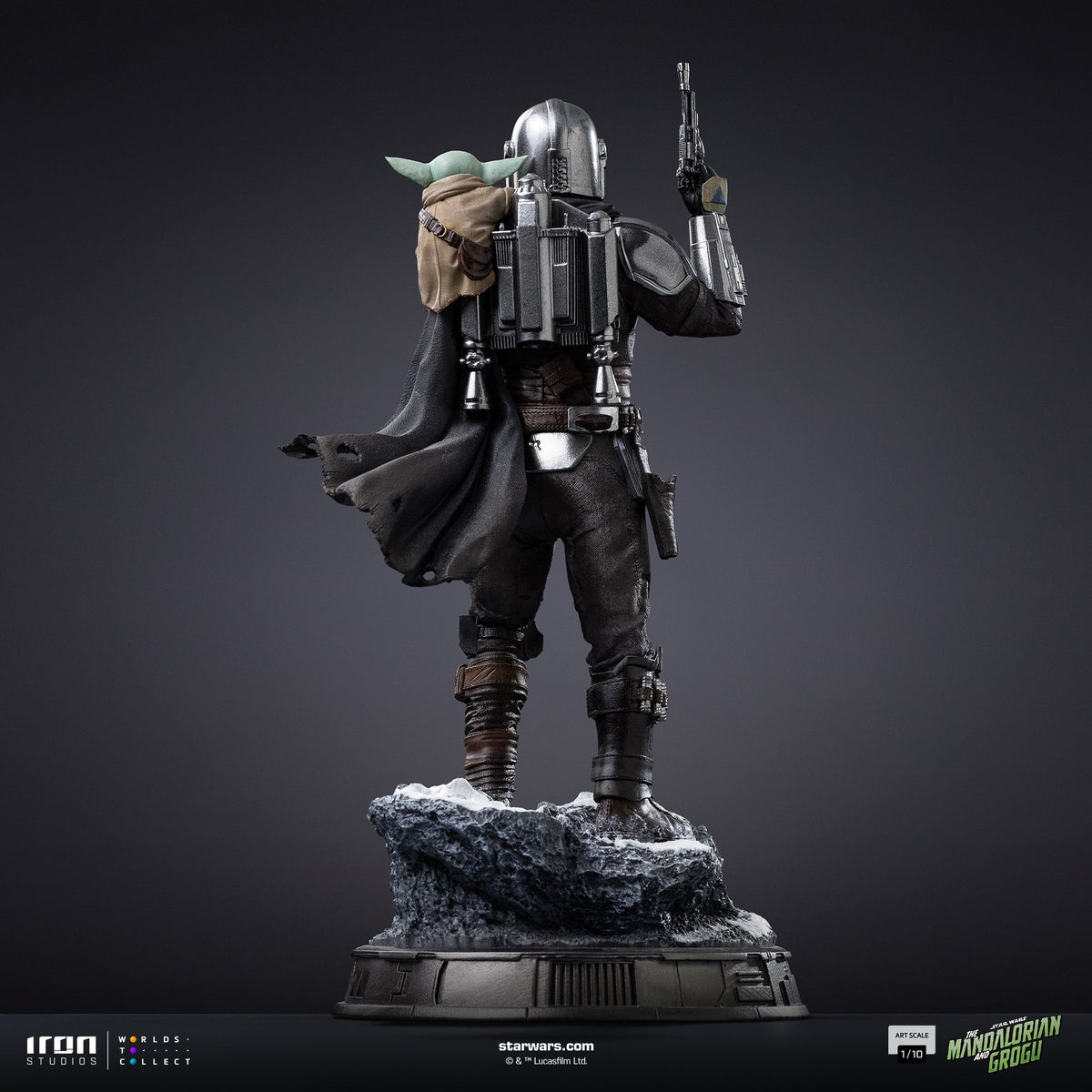 Armoured Bounty Hunter and Small Green Alien Scale 1/10 Statue
