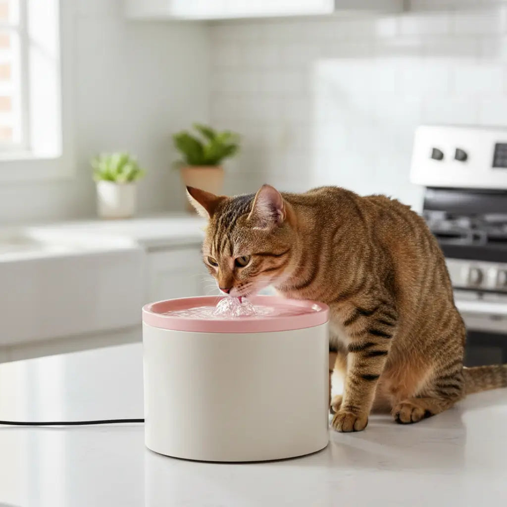 1L Ceramic Cat Water Fountain with 4-Stage Filter