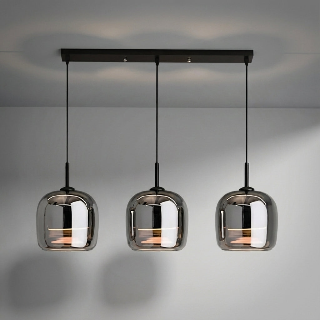 Glass Pendant Ceiling Light – Compact Tinted Shade, E27 Socket