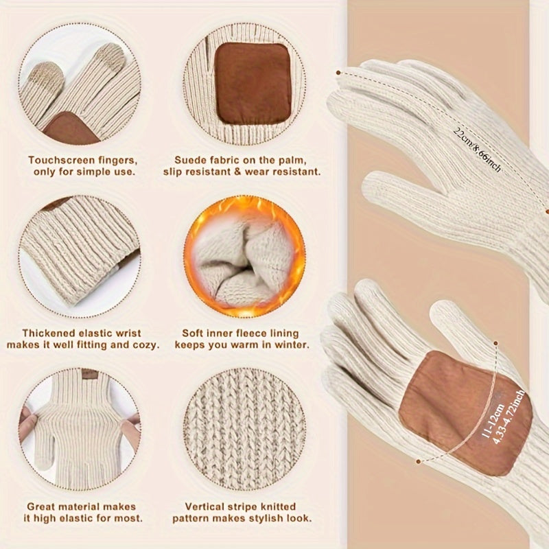 3-Piece Winter Hat Scarf Gloves Set – Touchscreen Knit Accessories