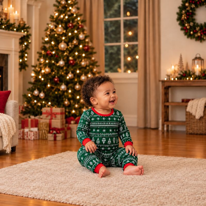 Matching Family Christmas Pyjamas - Green Winter