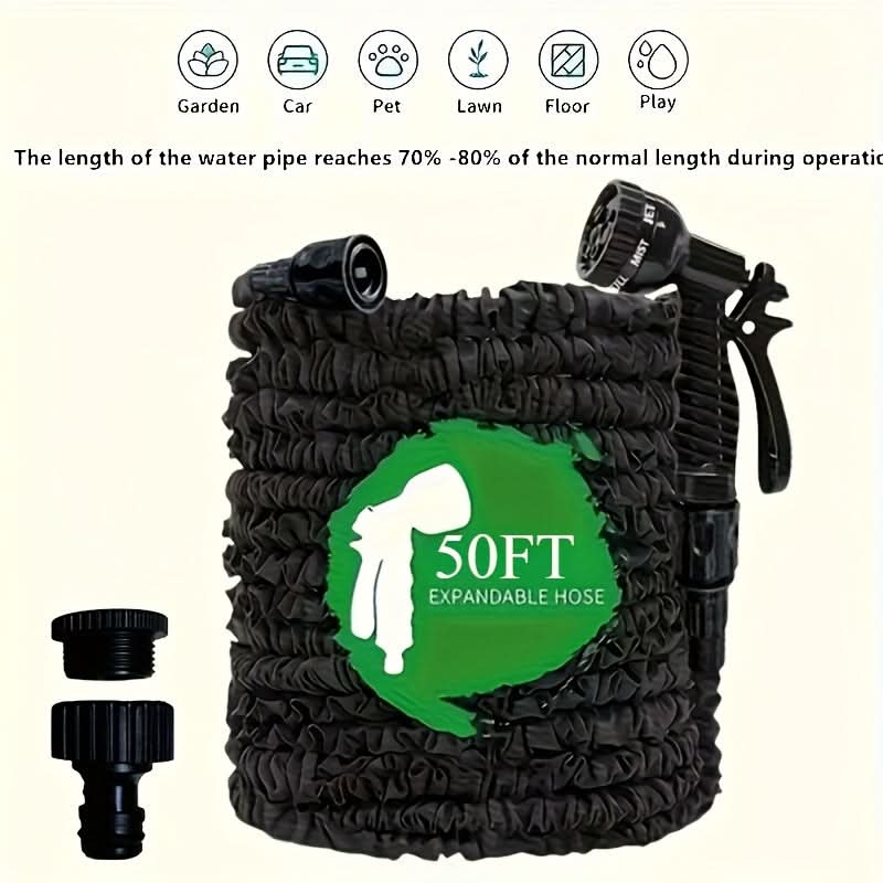 Expandable Garden Hose with Spray Nozzle – HydroFlex Flexible Water Hose