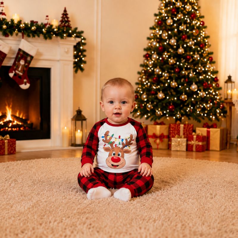 Matching Family Christmas Pyjamas - Jolly Reindeer Plaid
