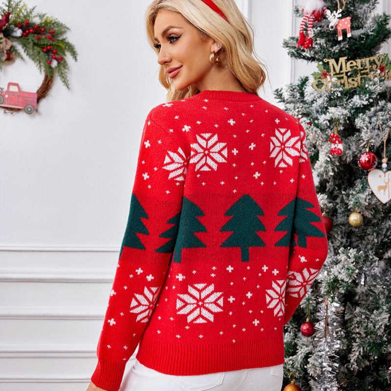 Christmas Jumper - Red Christmas Tree & Snowflake