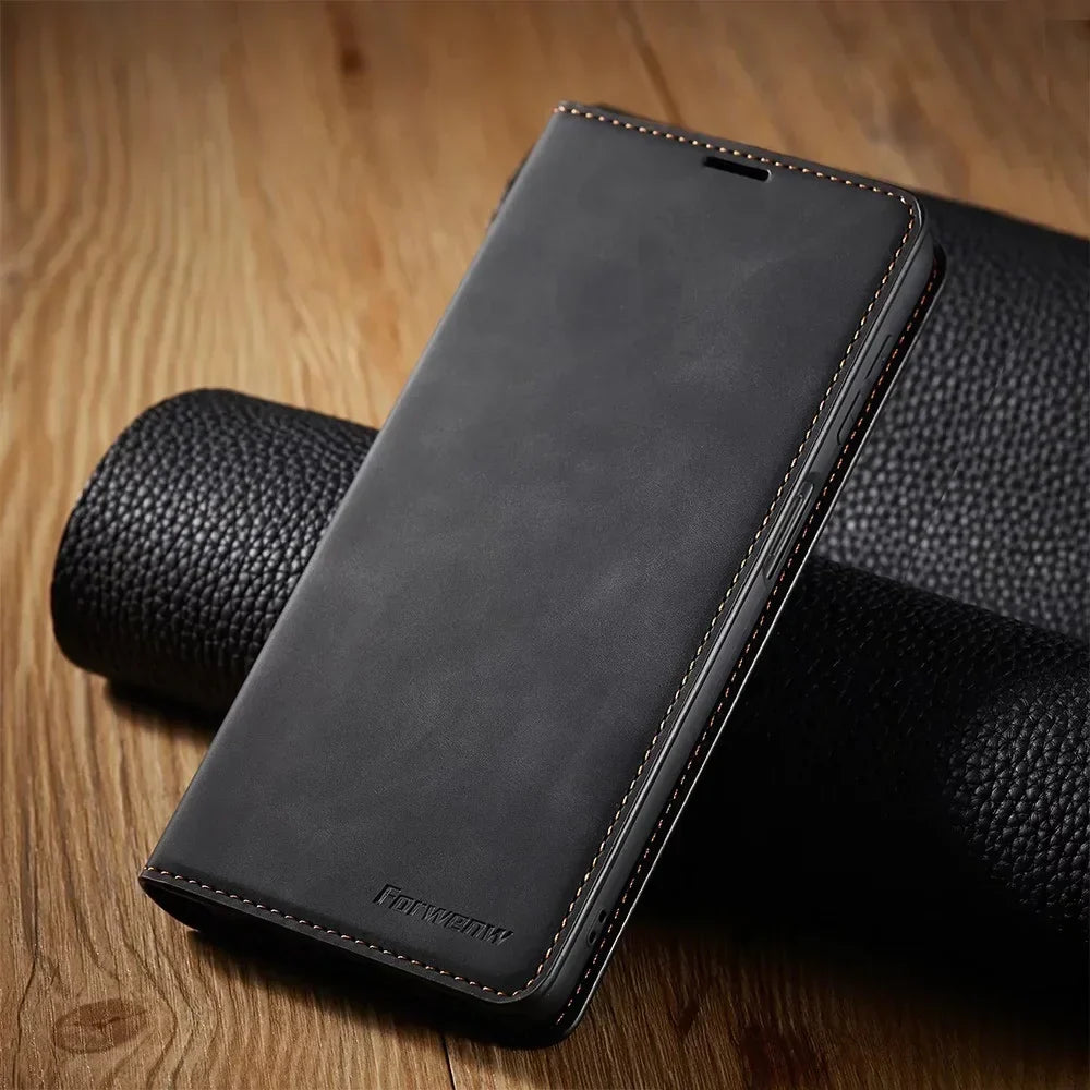 Magnetic Leather Wallet Case for Samsung Galaxy – Card Slots & Flip Cover