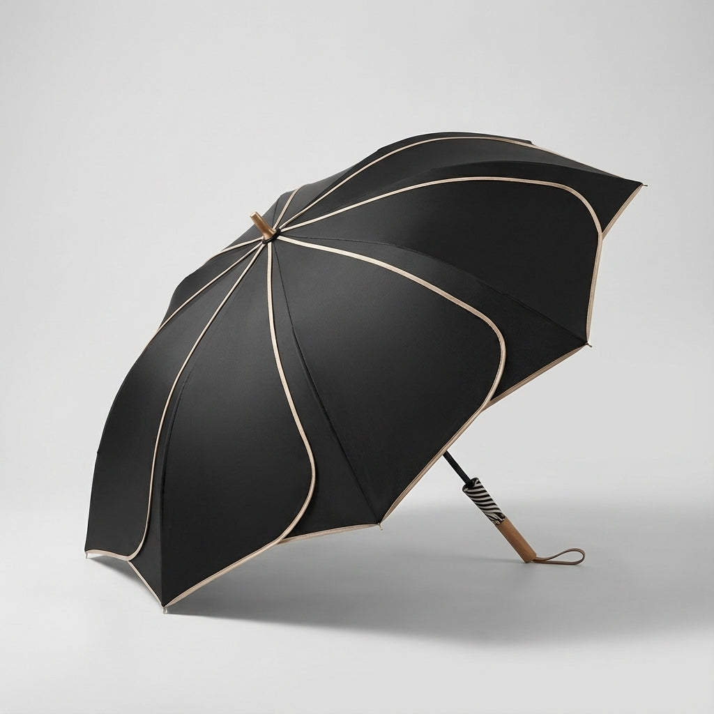 Women’s Floral Umbrella – UV Resistant Waterproof Canopy, Wooden Handle