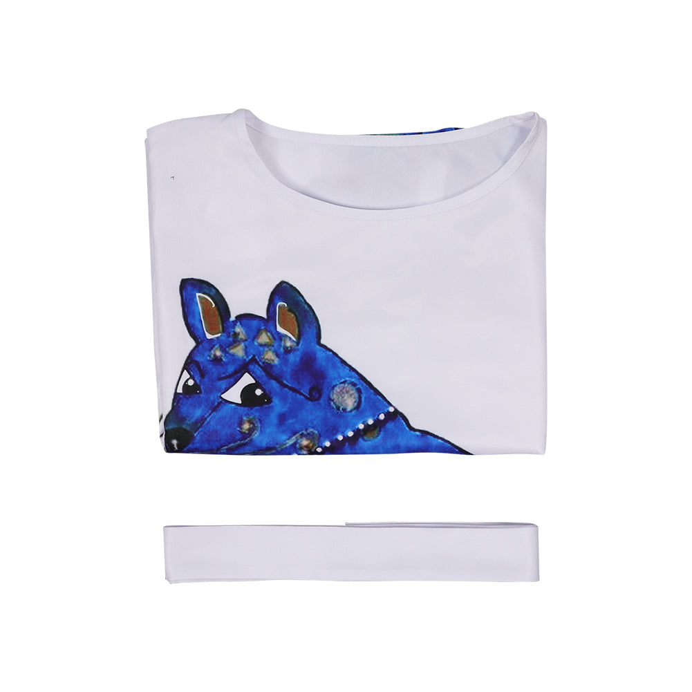 ABBA Agnetha Blue Cat Shirt Dress Halloween Costume