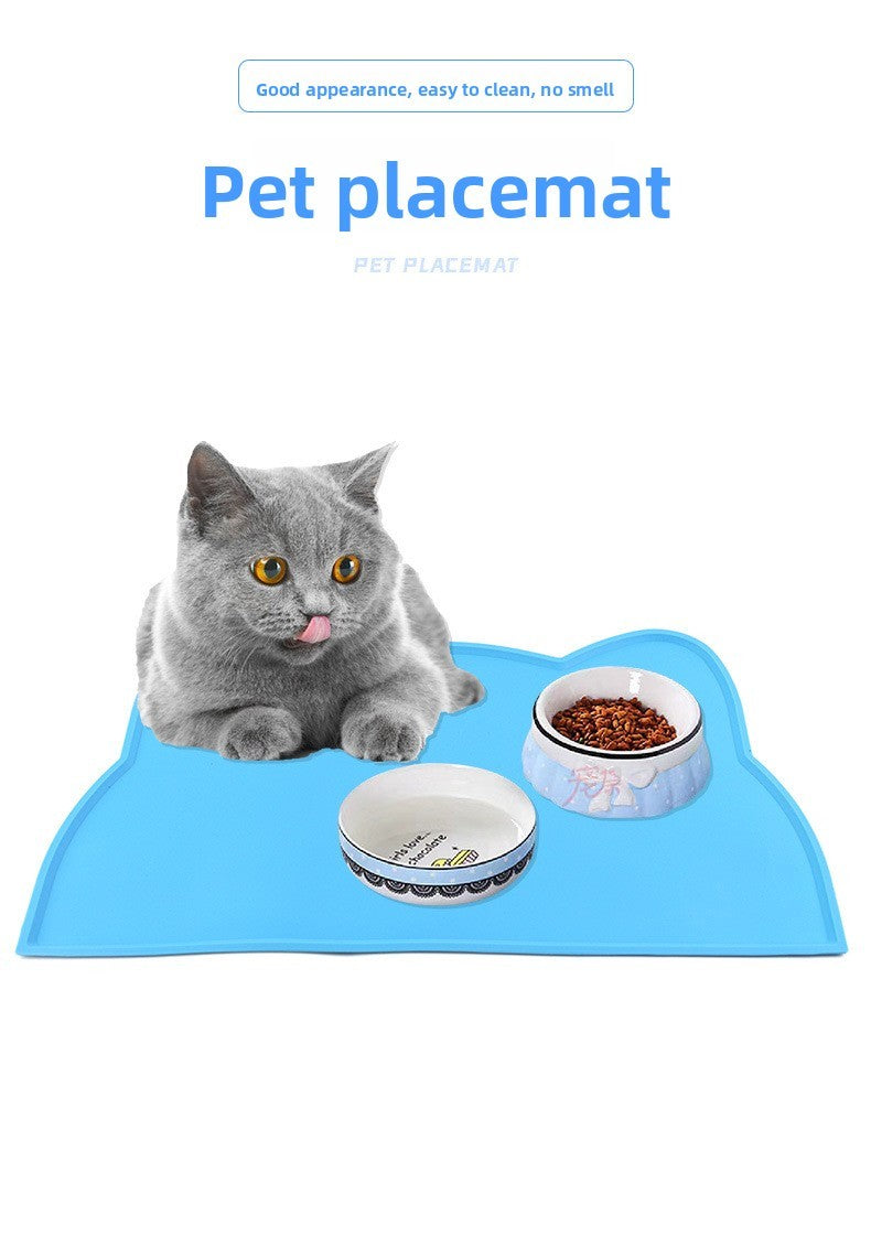 Silicone Cat Food & Water Bowl Mat with Raised Edge