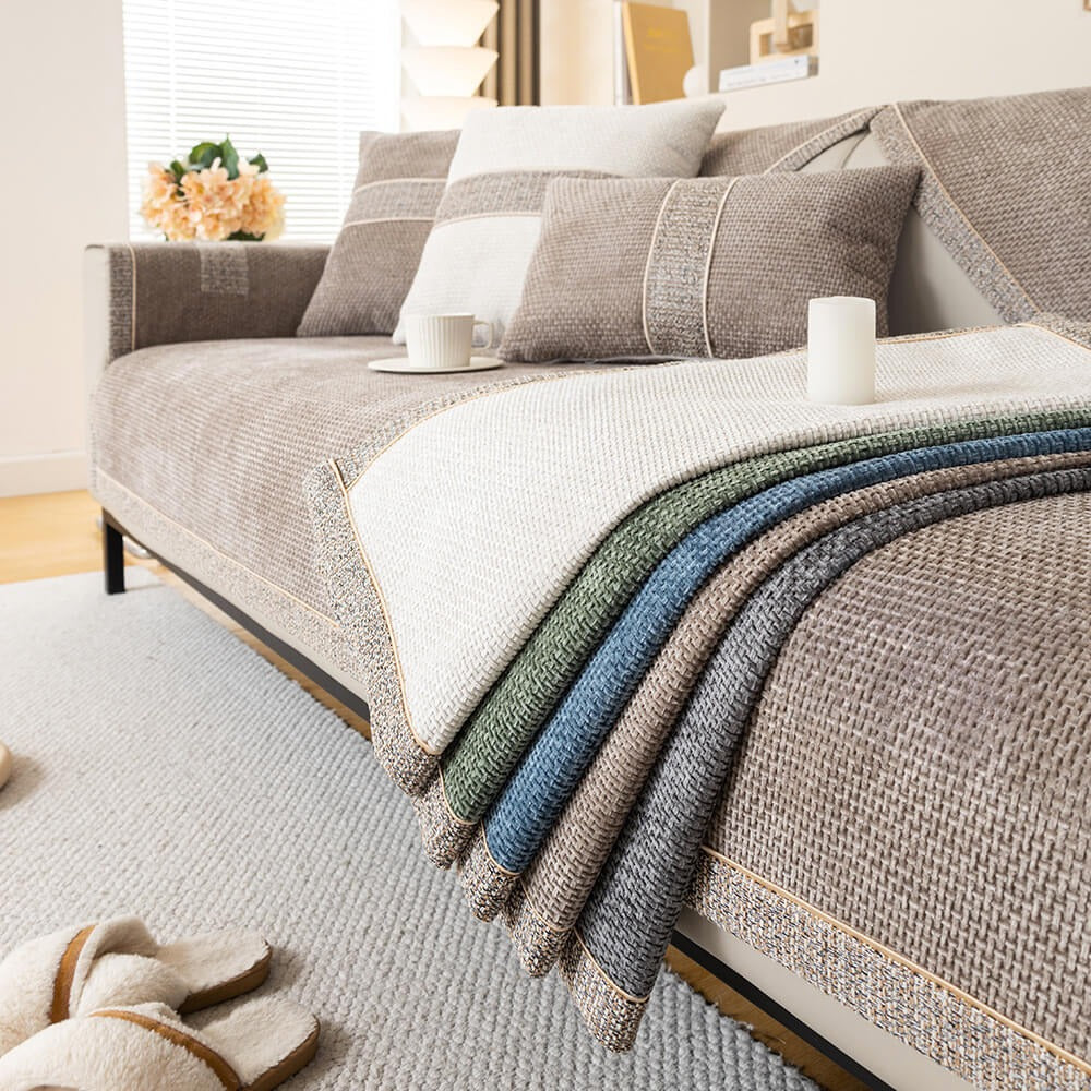 All-Season Chenille Sofa Cover with Anti-Slip Backing