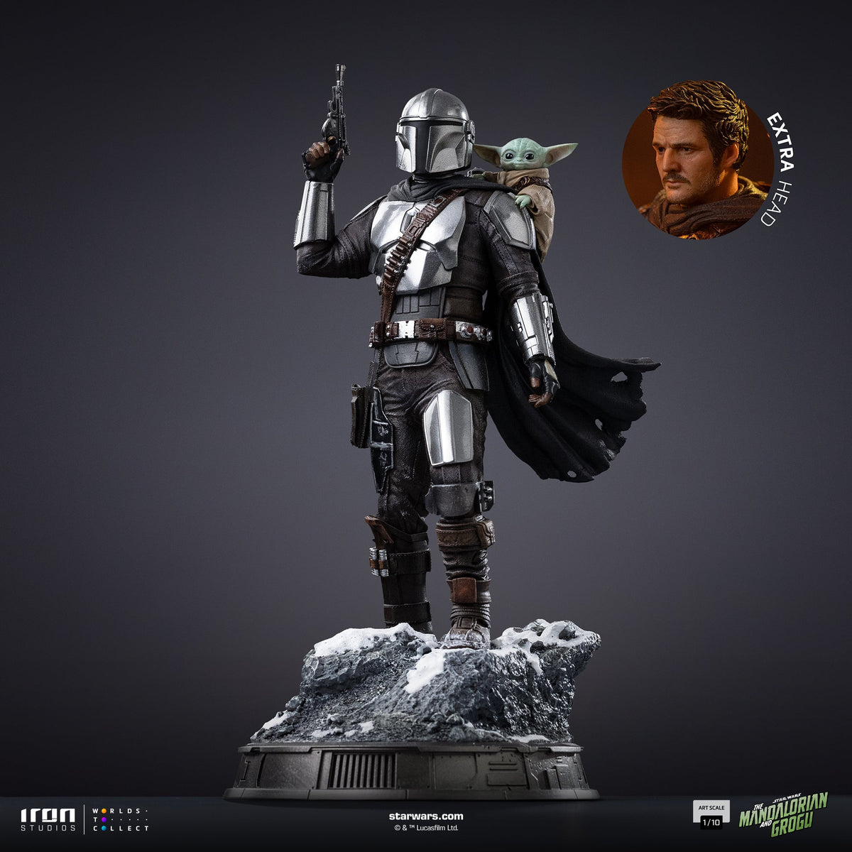 Armoured Bounty Hunter and Small Green Alien Scale 1/10 Statue