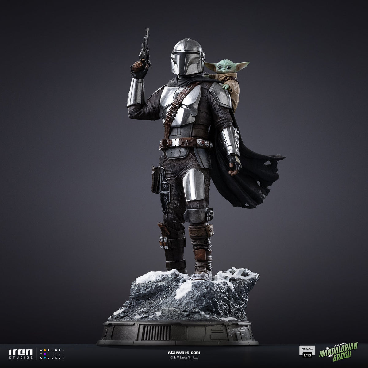 Armoured Bounty Hunter and Small Green Alien Scale 1/10 Statue