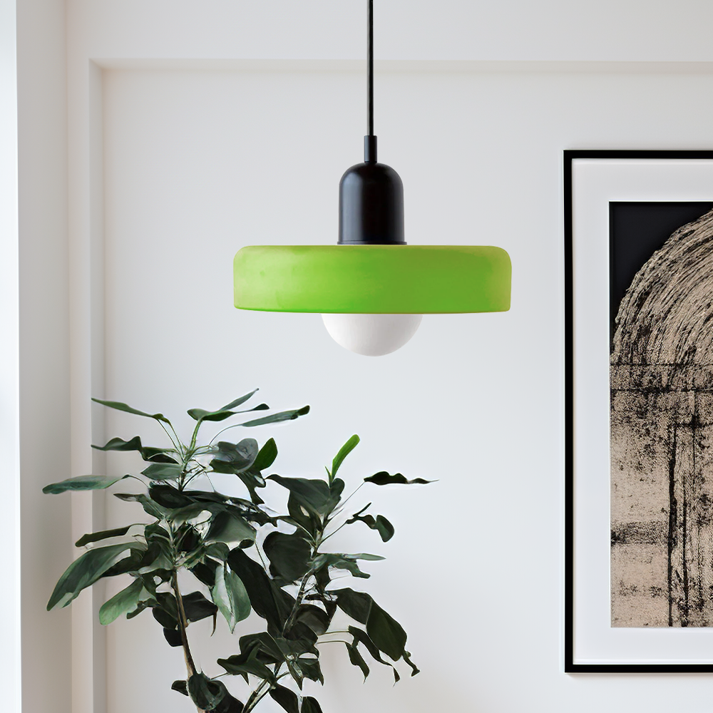 Bauhaus Stained Glass Pendant Light – Round Colourful Ceiling Lamp