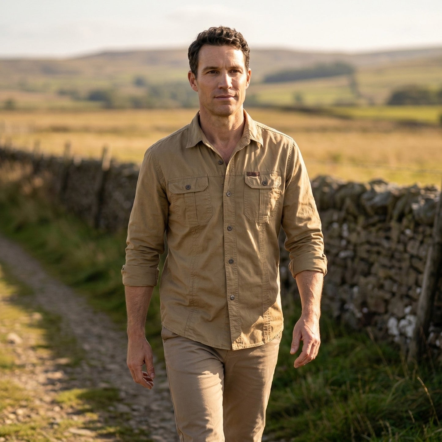 Men’s Lightweight Long-Sleeve Outdoor Shirt – Durable Cotton-Blend Top