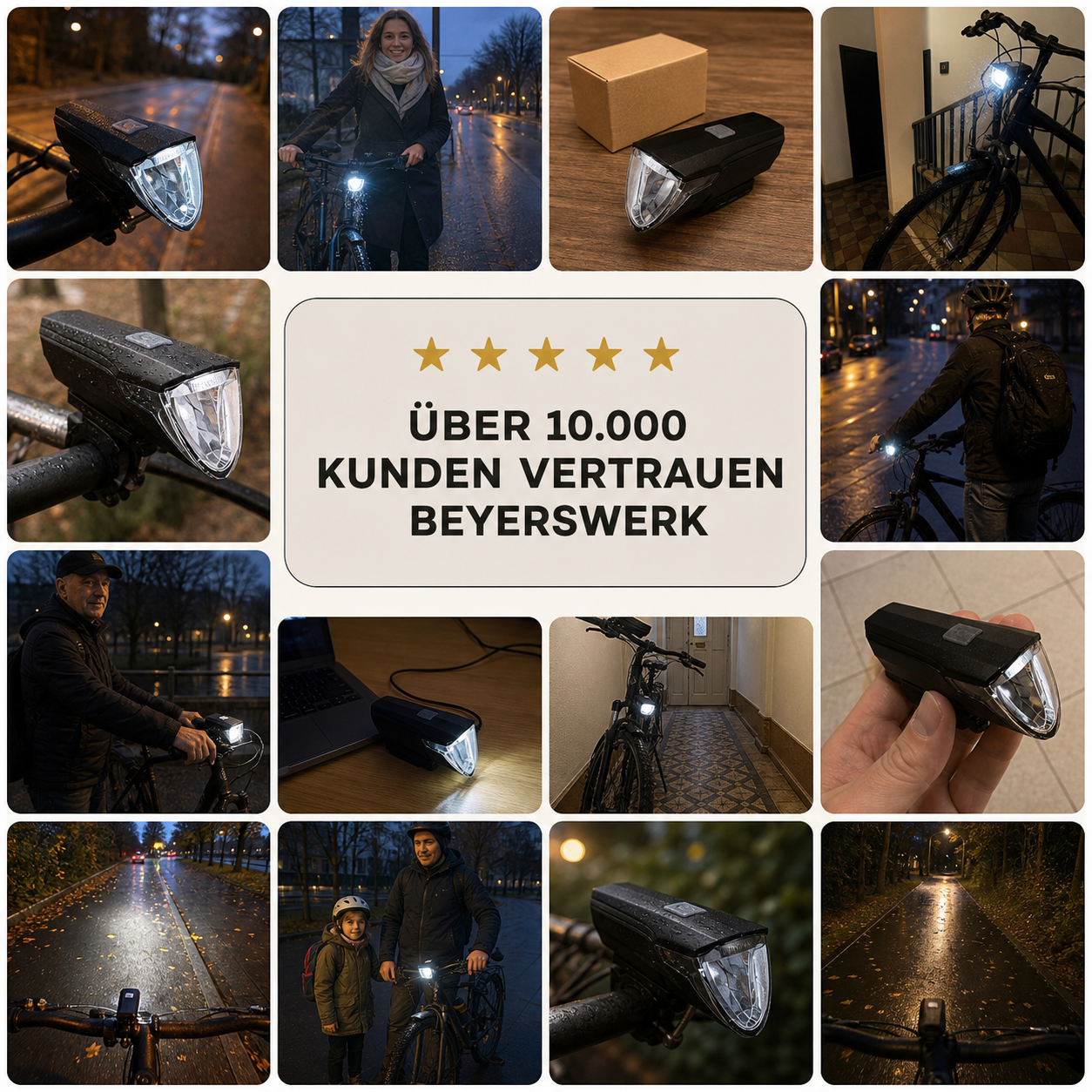 Rechargeable Bicycle Front Light – 60 Lux Automatic Bike Light