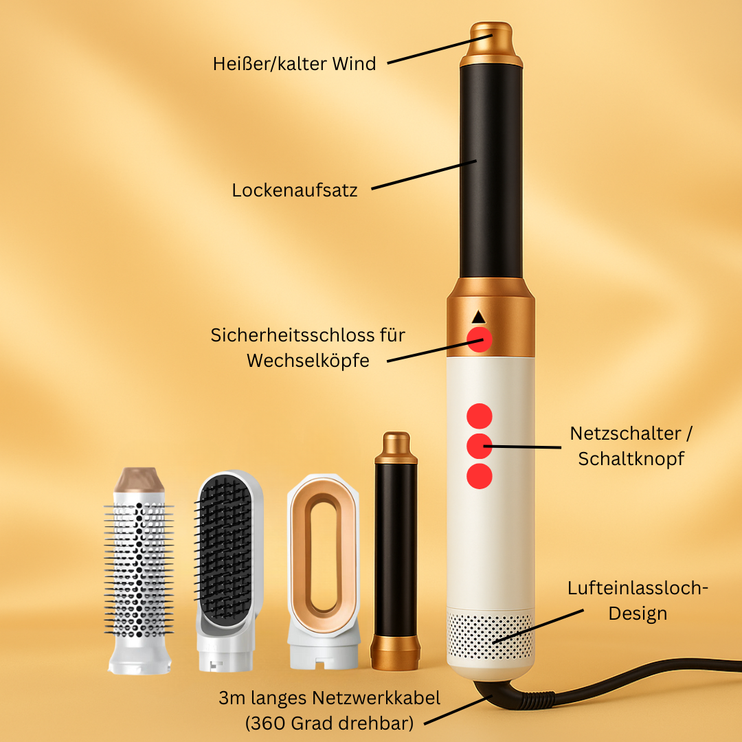 5-in-1 Hot Air Hair Styler – Dryer, Curler, Volumizer & Smoothing Set