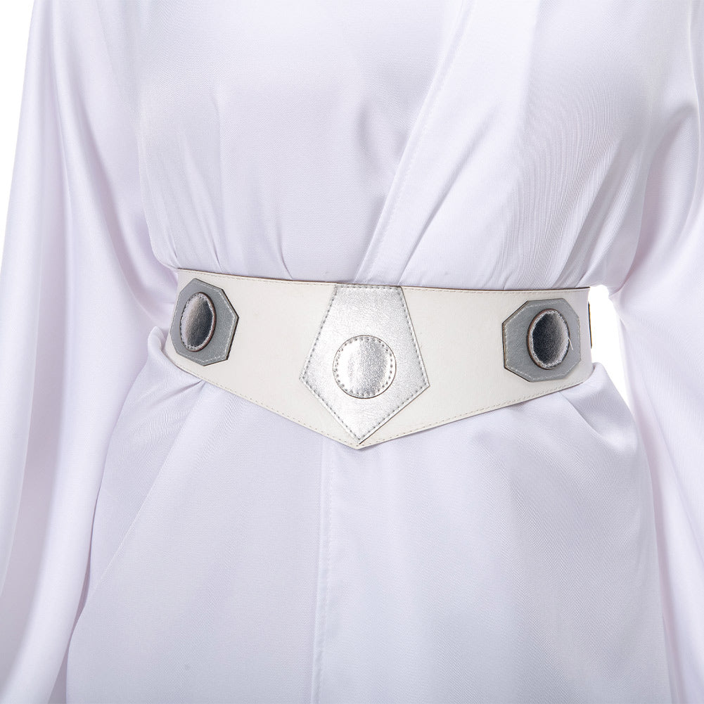 Adult Princess Leia White Long Dress Robe With Belt Halloween Costume
