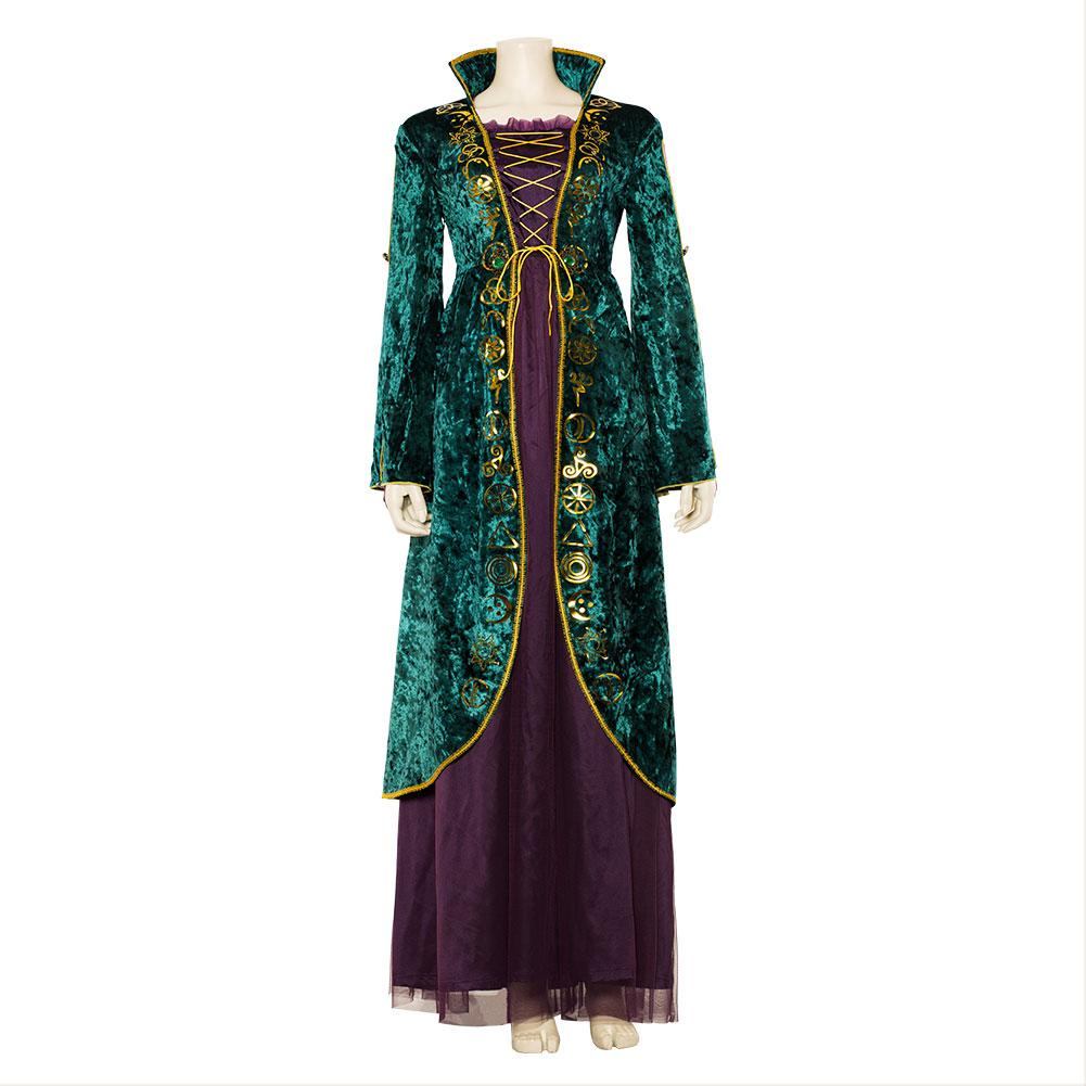 Hocus Pocus Winifred Sanderson Green Purple Dress Halloween Costume