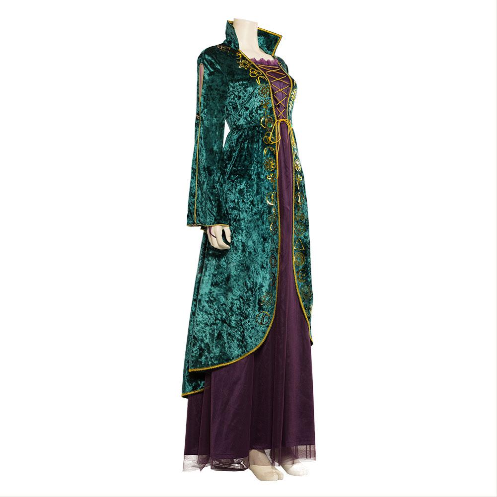 Hocus Pocus Winifred Sanderson Green Purple Dress Halloween Costume
