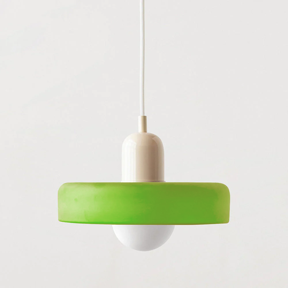 Bauhaus Stained Glass Pendant Light – Round Colourful Ceiling Lamp