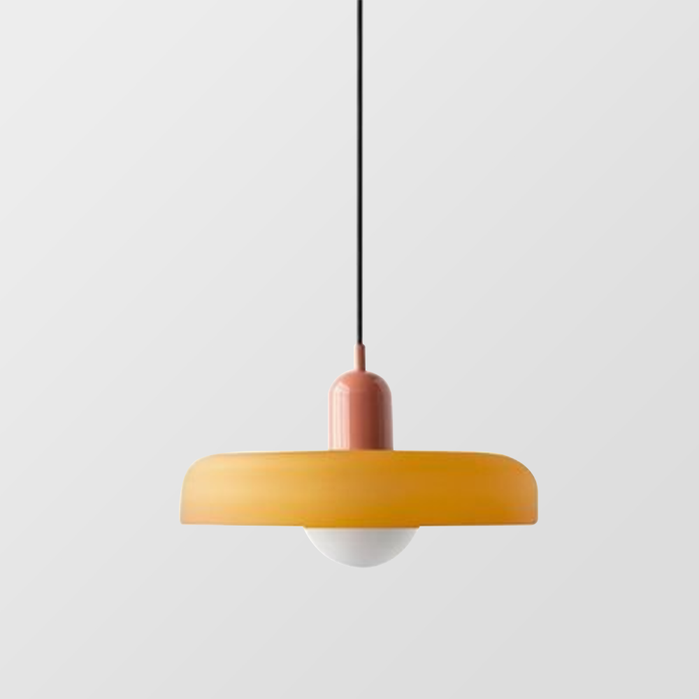 Bauhaus Stained Glass Pendant Light – Round Colourful Ceiling Lamp
