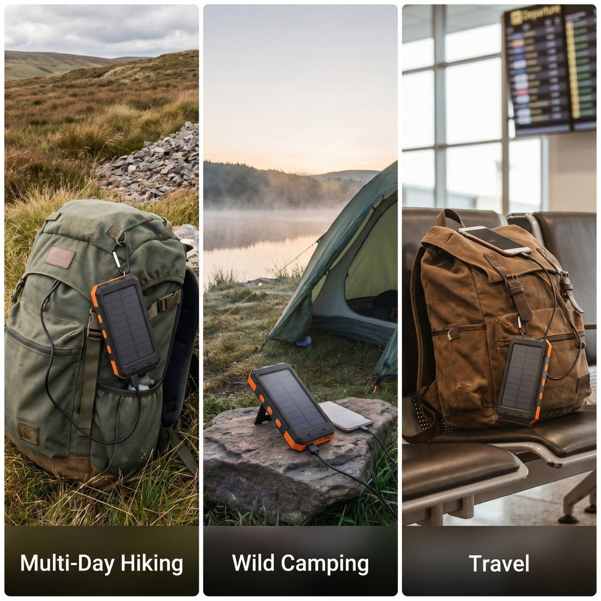 20,000mAh Solar Power Bank – Portable USB Charger for Hiking & Camping