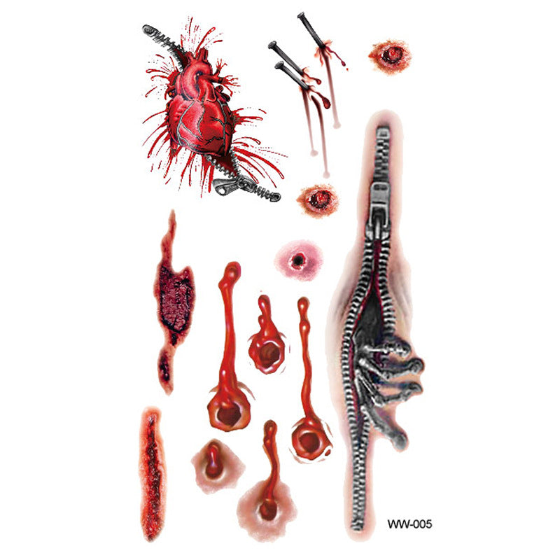Halloween Temporary Scar & Stitch Tattoos - 20 Sheets for Zombie & Vampire Makeup