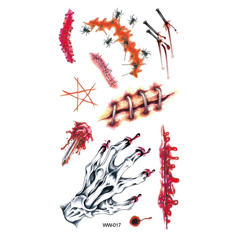 Halloween Temporary Scar & Stitch Tattoos - 20 Sheets for Zombie & Vampire Makeup