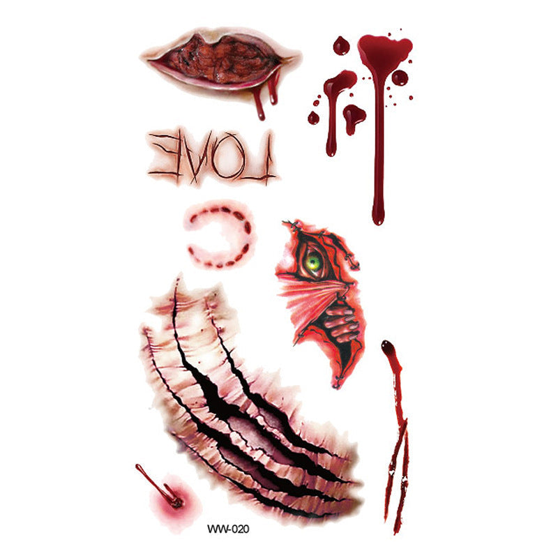 Halloween Temporary Scar & Stitch Tattoos - 20 Sheets for Zombie & Vampire Makeup