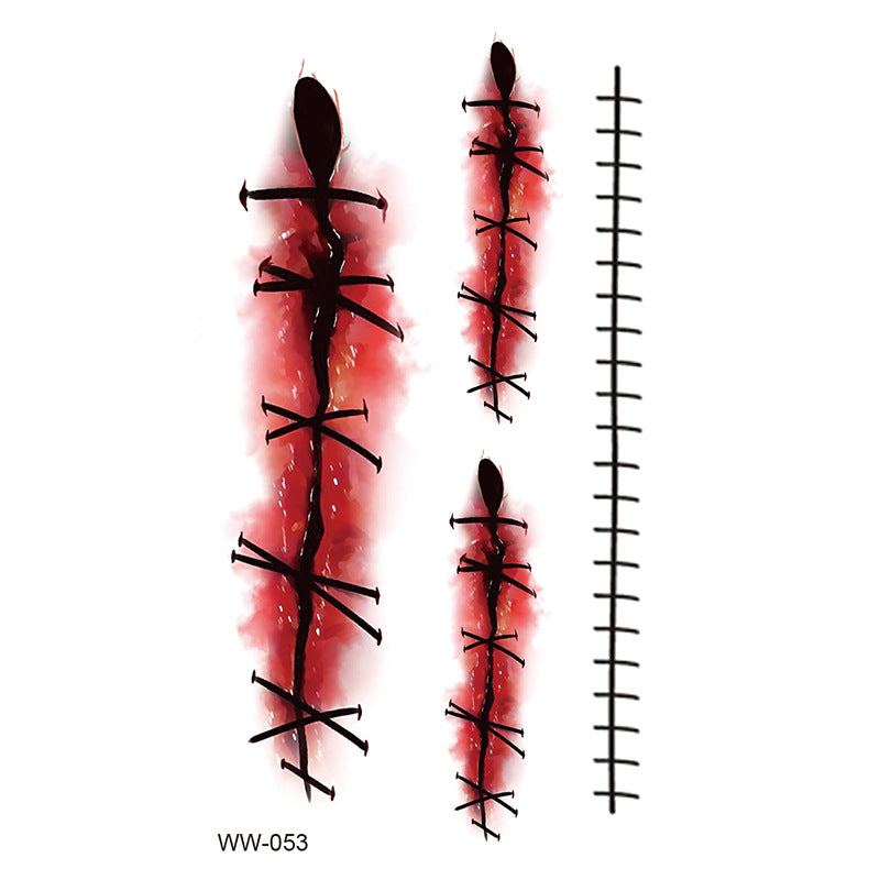 Halloween Temporary Scar & Stitch Tattoos - 20 Sheets for Zombie & Vampire Makeup