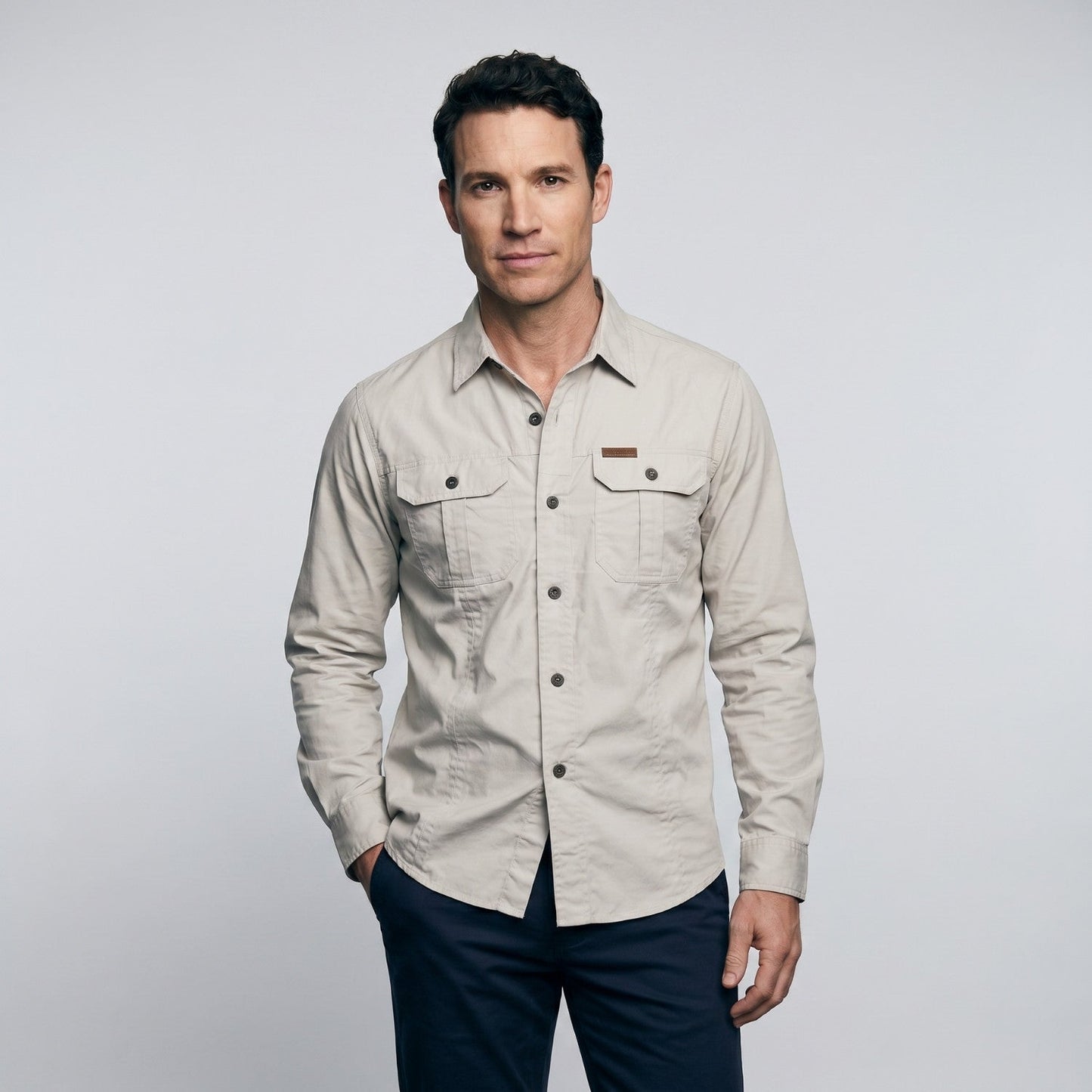 Men’s Lightweight Long-Sleeve Outdoor Shirt – Durable Cotton-Blend Top