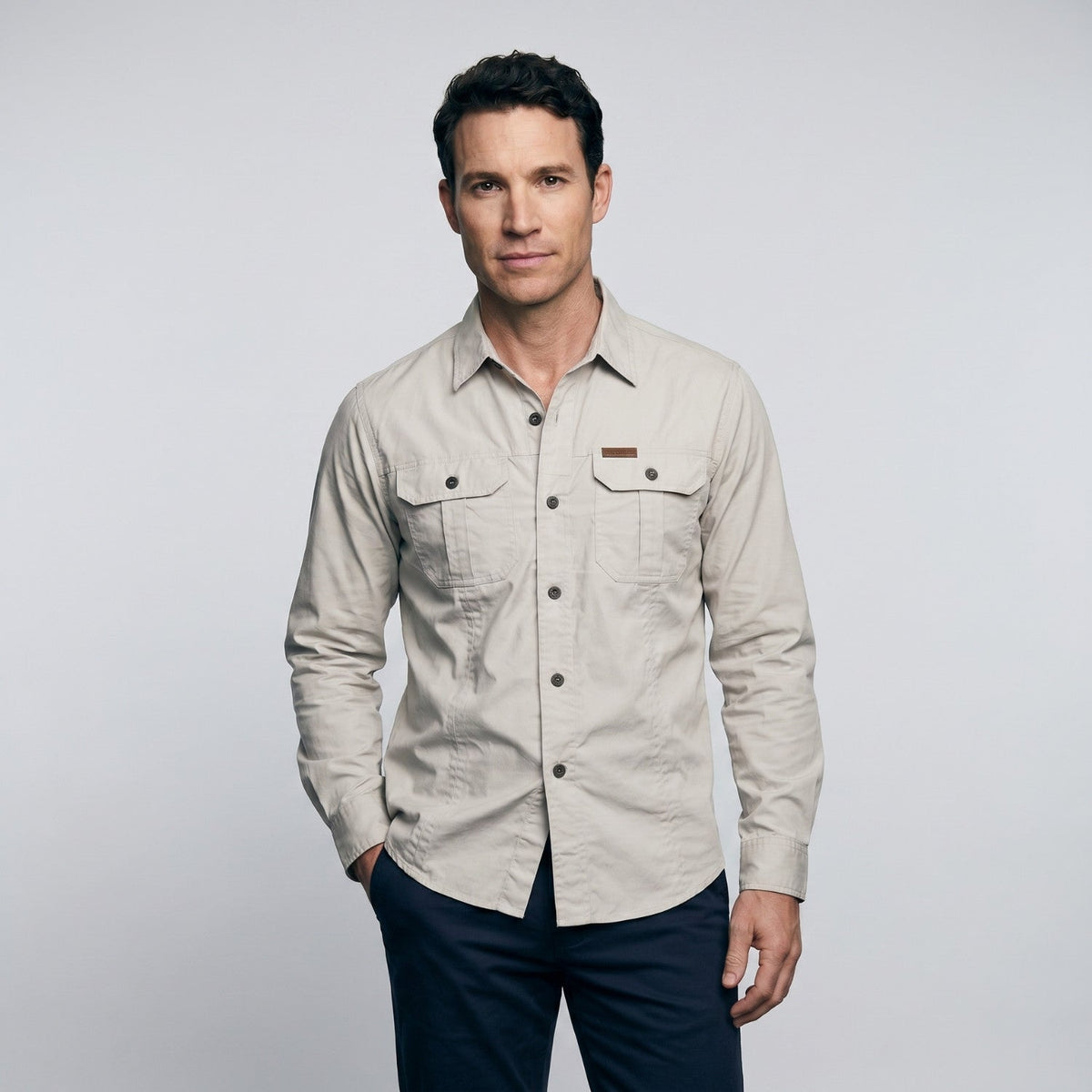 Men’s Lightweight Long-Sleeve Outdoor Shirt – Durable Cotton-Blend Top