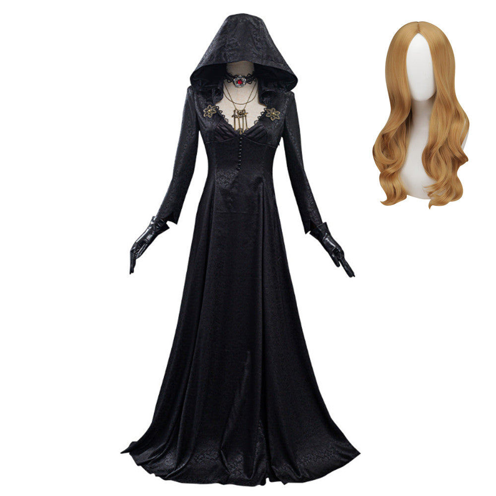 Resident Evil Village Lady Bela Dimitrescu Daughters Black Dress Vampire Halloween Costume