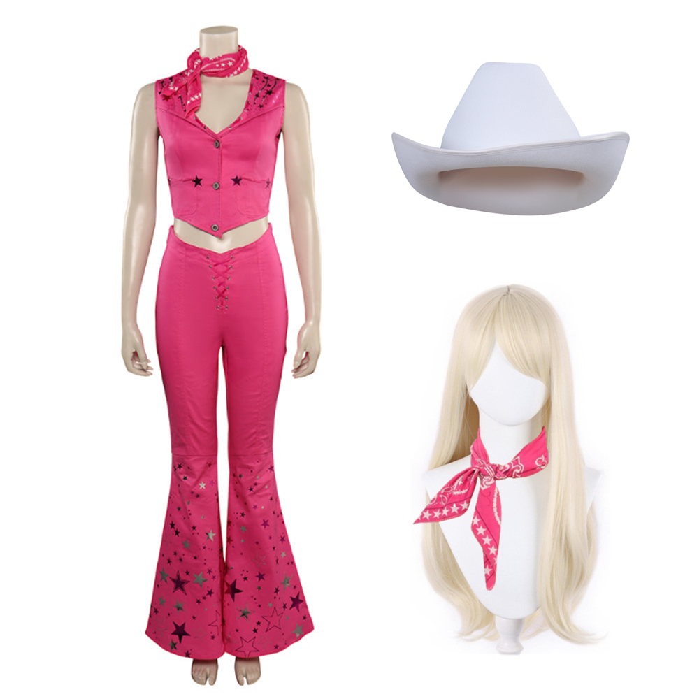 Barbie 2023 Margot Robbie Barbie Pink Western Cowboy Halloween Costume