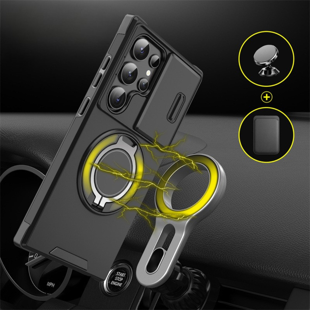 Magnetic Protective Phone Case – Camera Cover & Ring Stand