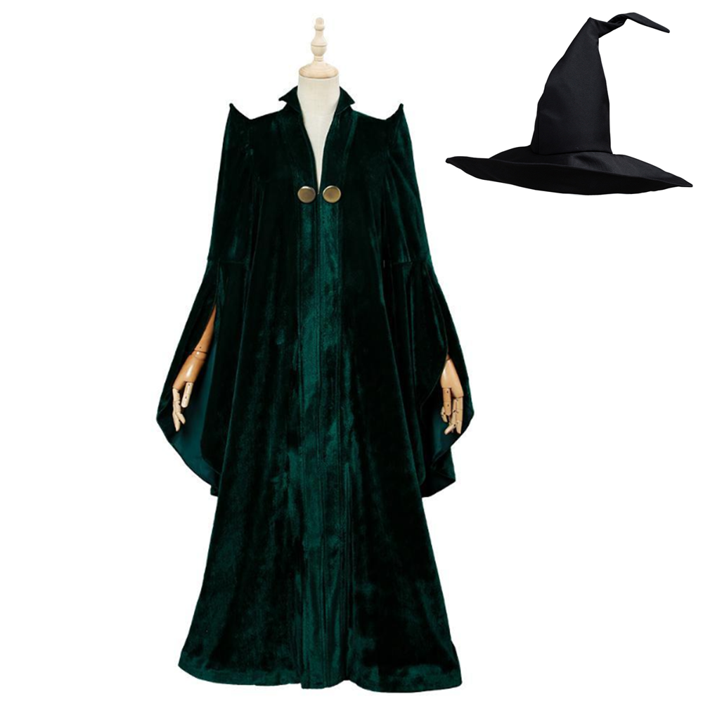Minerva McGonagall Green Velvet Robe Halloween Costume