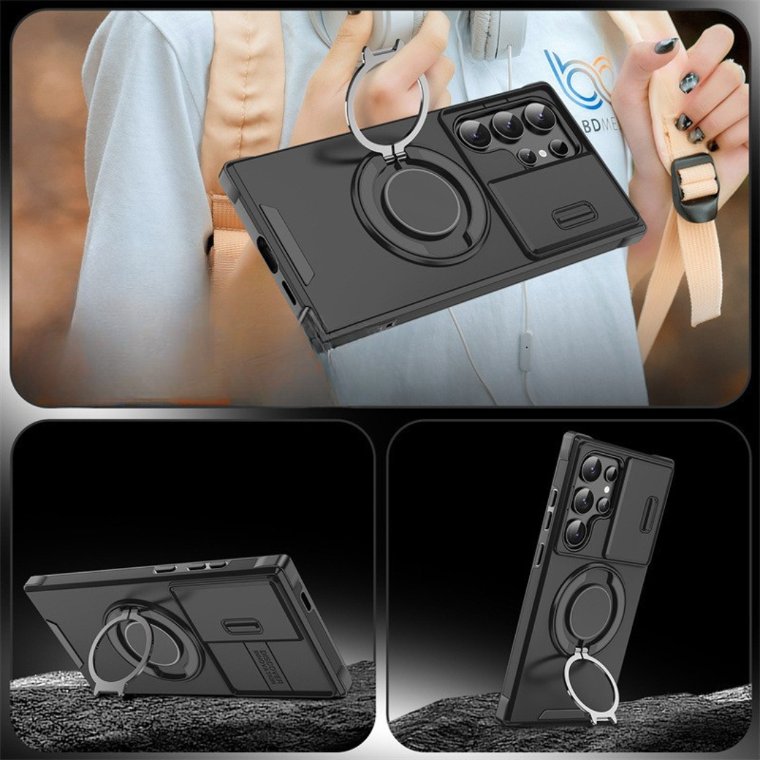 Magnetic Protective Phone Case – Camera Cover & Ring Stand