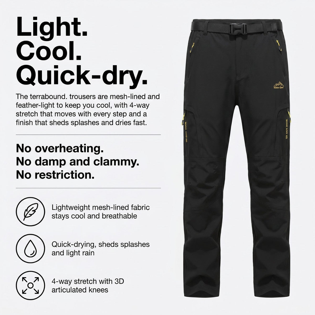 Men’s Hiking Trousers – Lightweight Quick-Dry Stretch Walking Trousers