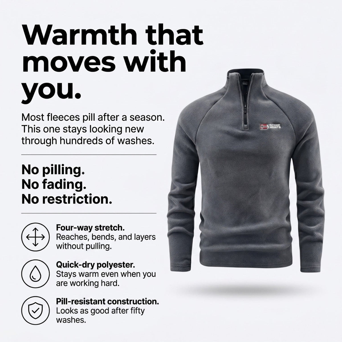 Men’s Quarter-Zip Fleece Pullover – Lightweight Hiking & Camping Mid-Layer