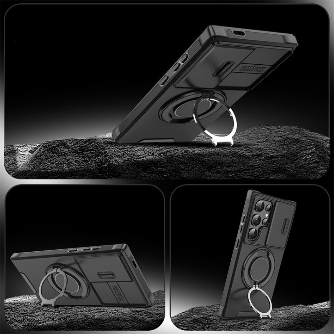 Magnetic Protective Phone Case – Camera Cover & Ring Stand
