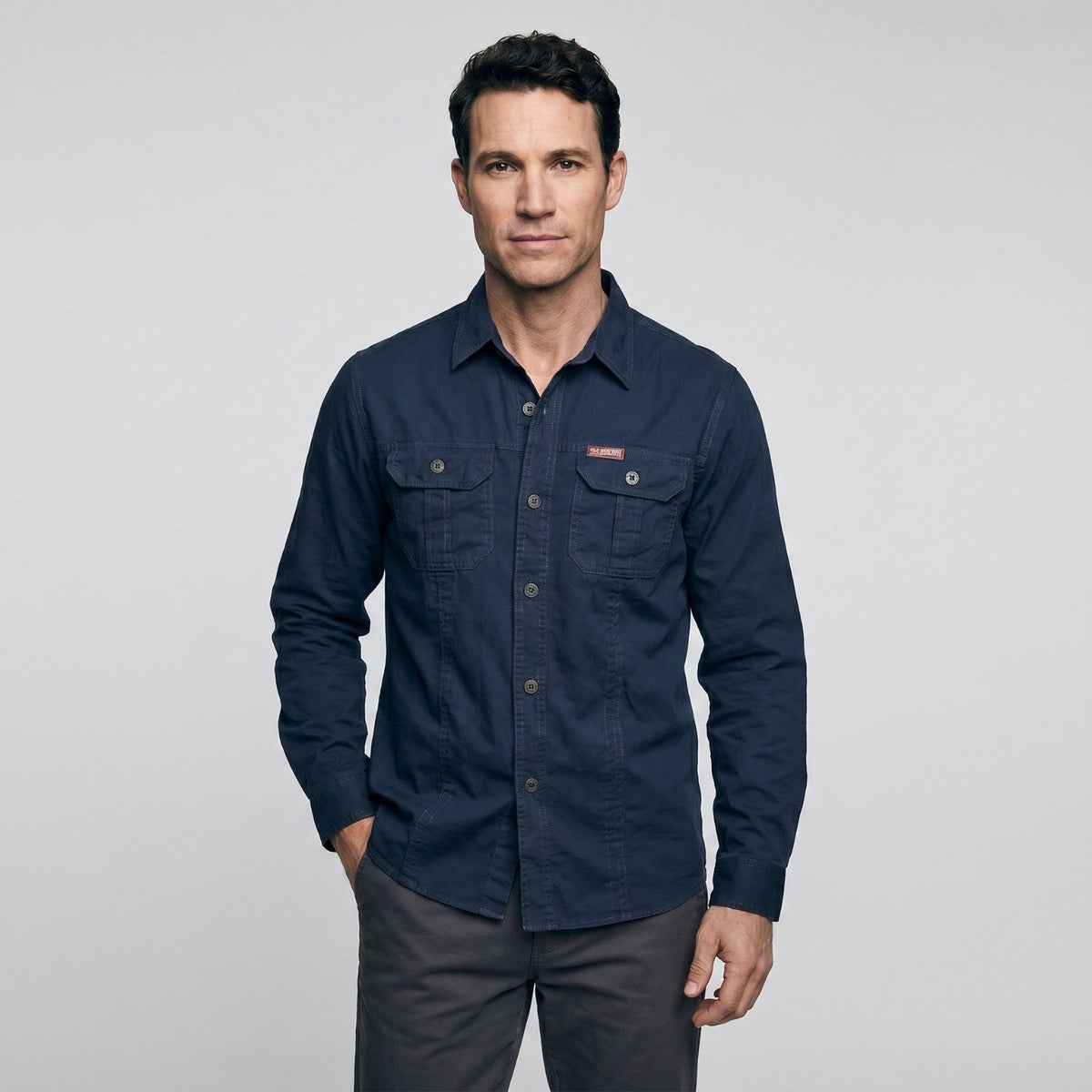 Men’s Lightweight Long-Sleeve Outdoor Shirt – Durable Cotton-Blend Top