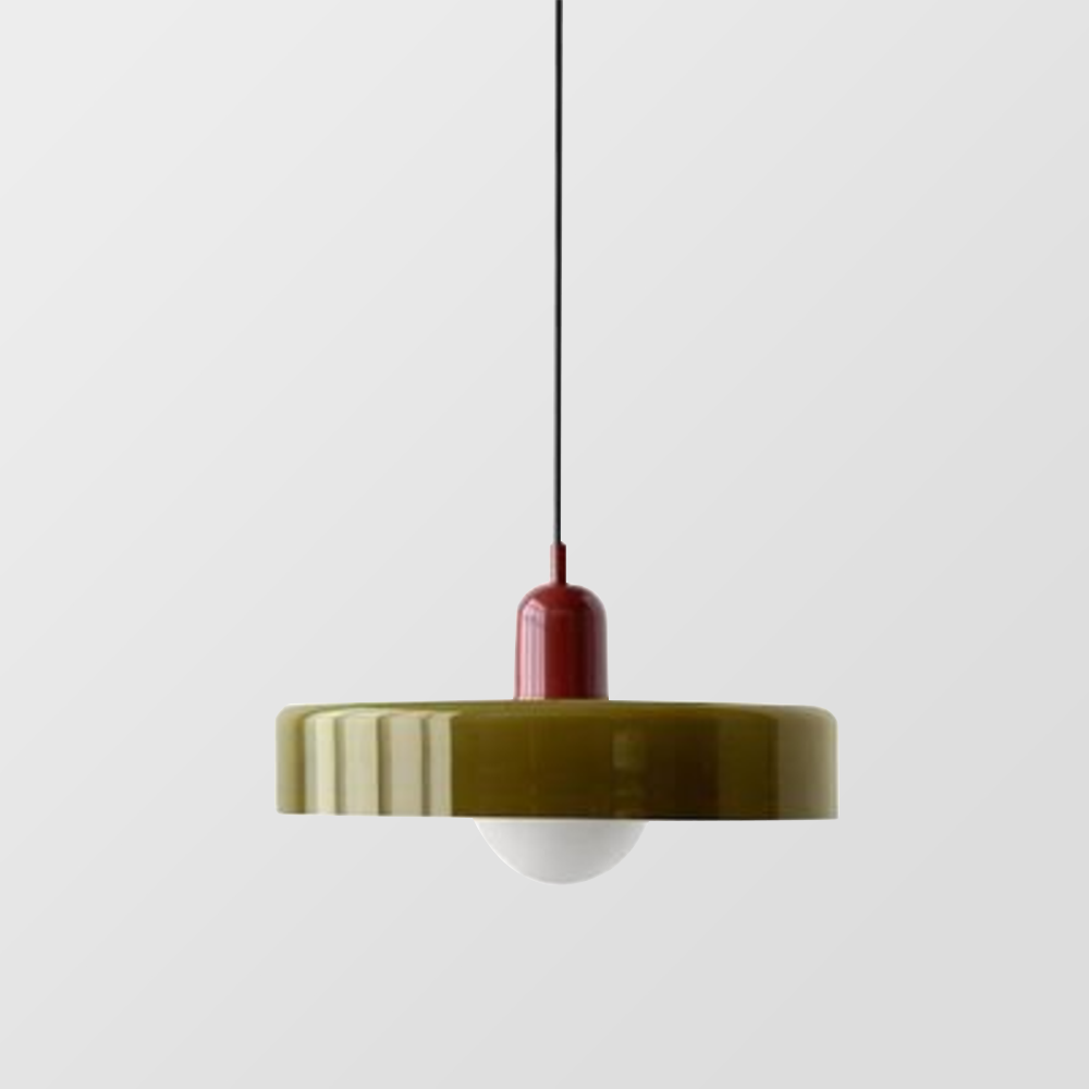 Bauhaus Stained Glass Pendant Light – Round Colourful Ceiling Lamp
