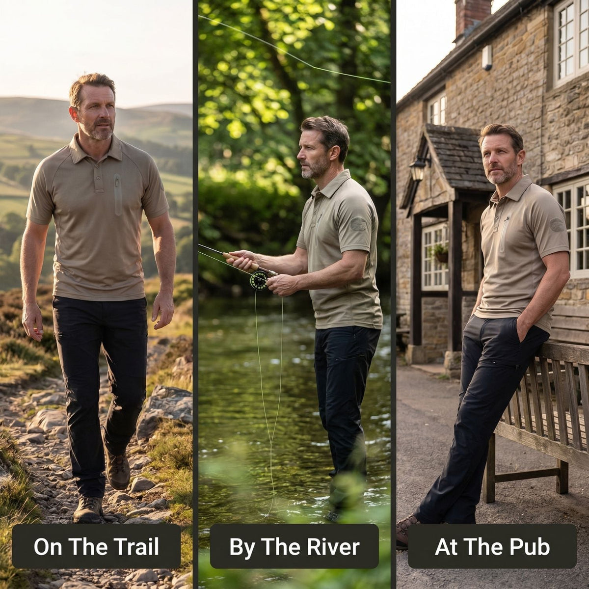 Men’s Quick-Dry Polo Shirt – Zip-Pocket Hiking & Outdoor Top