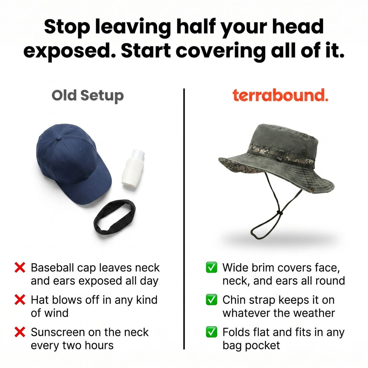 Men’s Boonie Hat – Packable Wide-Brim Sun Hat for Hiking & Fishing