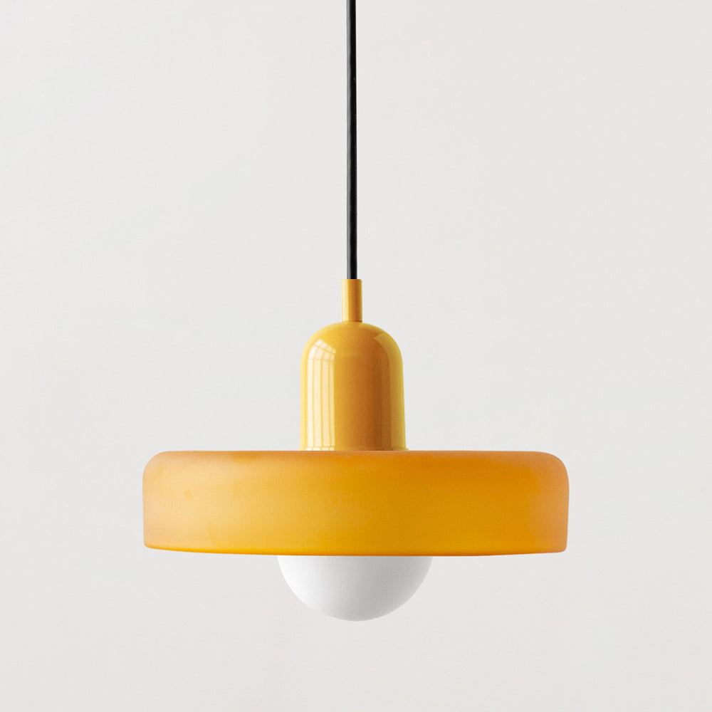 Bauhaus Stained Glass Pendant Light – Round Colourful Ceiling Lamp