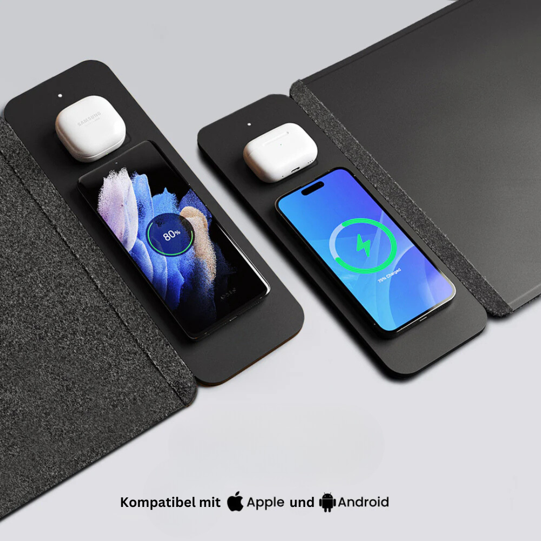 Wireless Charging Desk Mat – Large Non-Slip Faux Leather Desk Pad