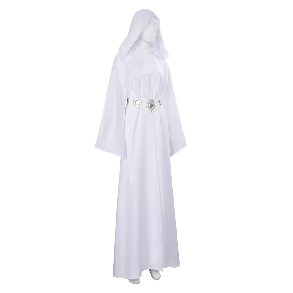 Adult Princess Leia White Long Dress Robe With Belt Halloween Costume