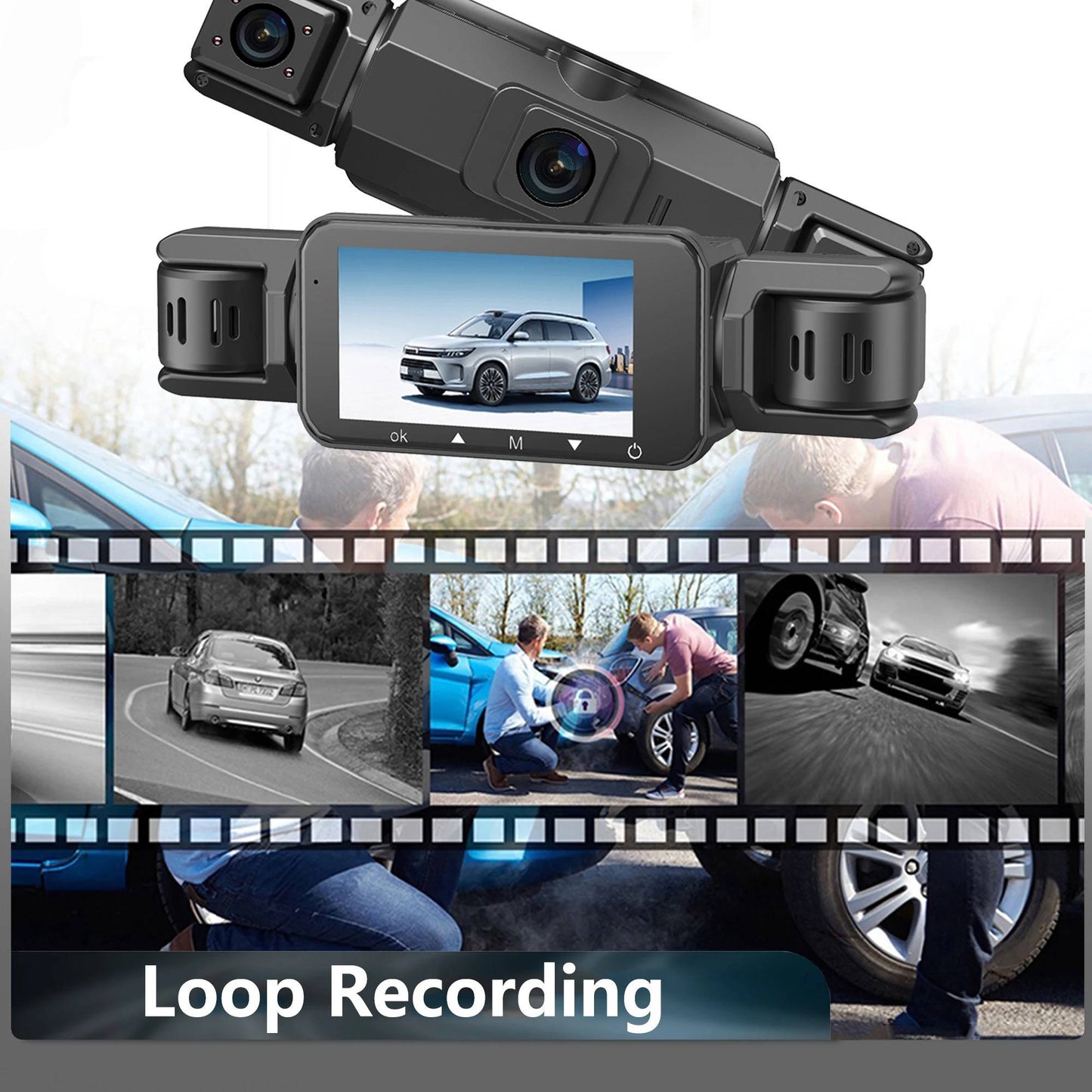 4-Camera Dash Cam System – 1920P Front, Night Vision, WiFi & G-Sensor
