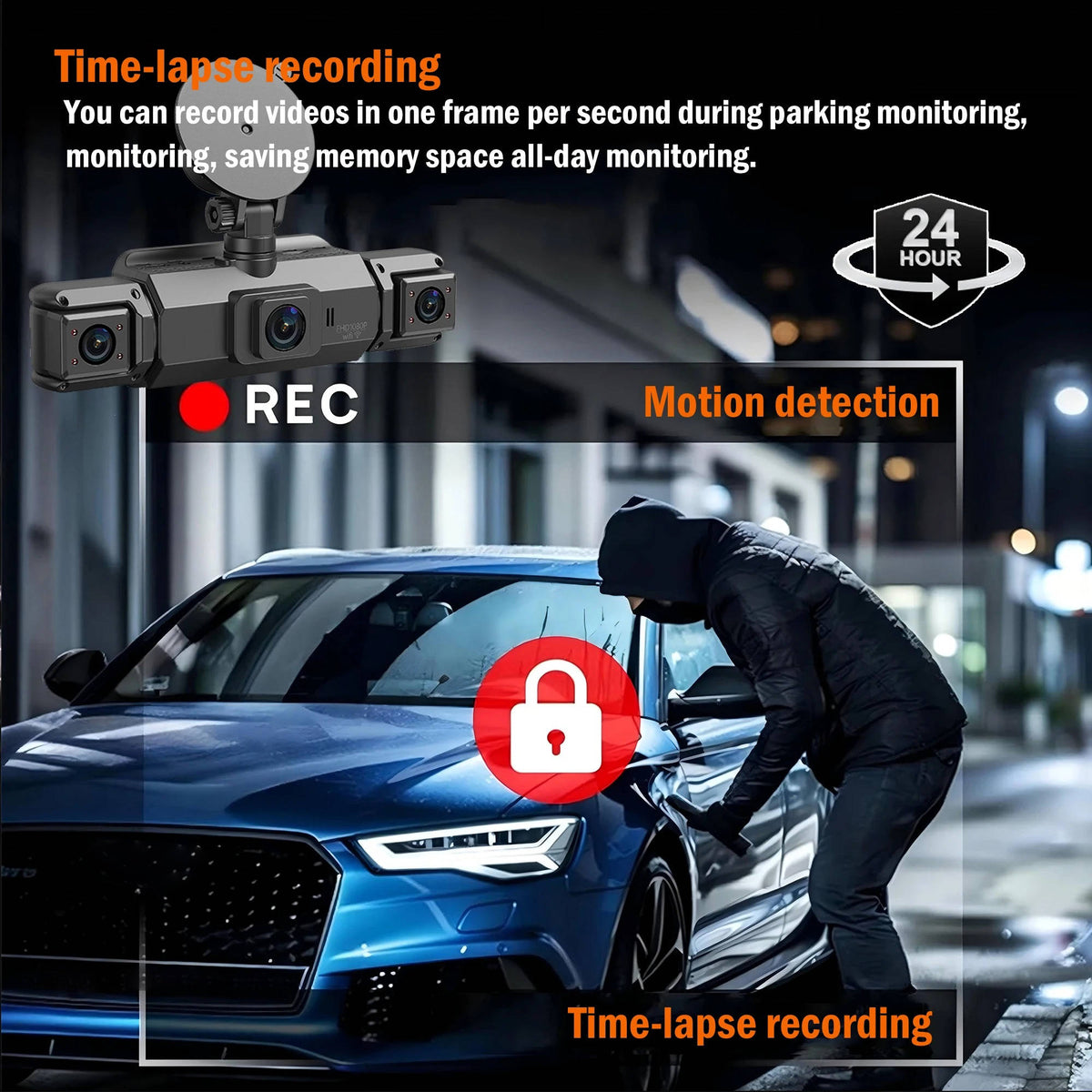 4-Camera Dash Cam System – 1920P Front, Night Vision, WiFi & G-Sensor