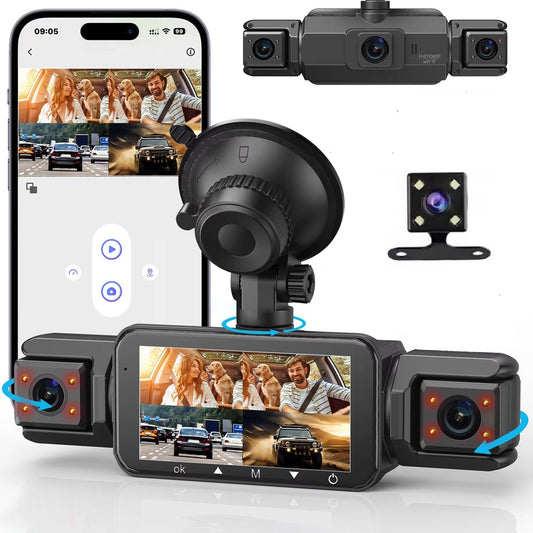 4-Camera Dash Cam System – 1920P Front, Night Vision, WiFi & G-Sensor