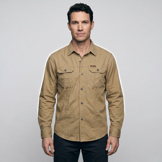 Men’s Lightweight Long-Sleeve Outdoor Shirt – Durable Cotton-Blend Top